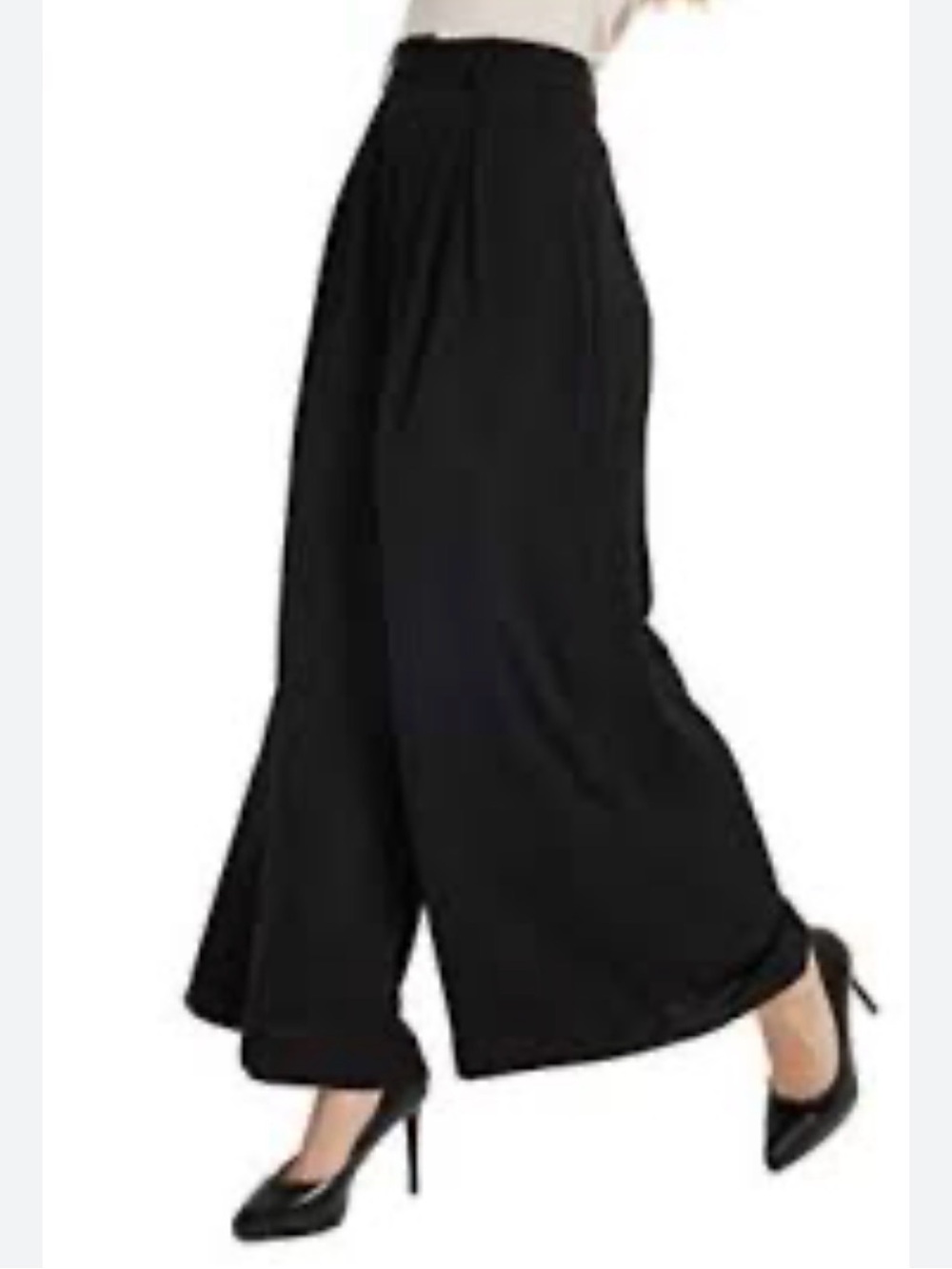 High-Rise Black Wide-Leg Palazzo Pants for Women